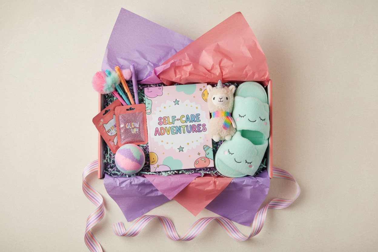Self Care Gift Box, teen, colorful, slippers
