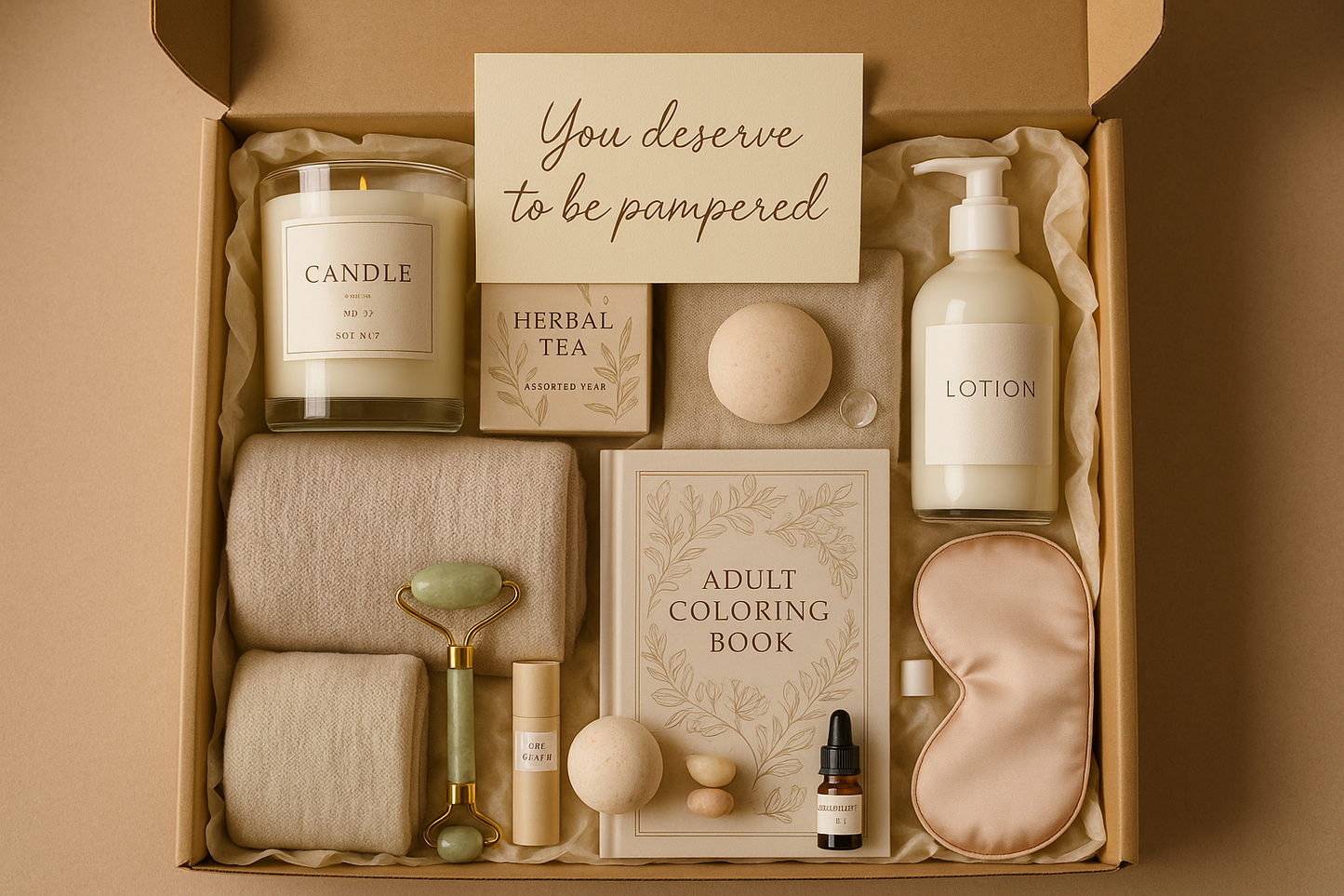 Self Care Gift Box with candle, lotion and tea