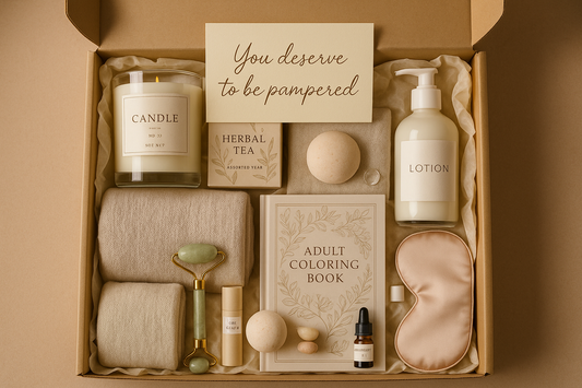 Self Care Gift Box with candle, lotion and tea